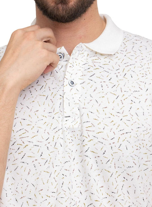 White Printed Polo Design 2 - Khotwh